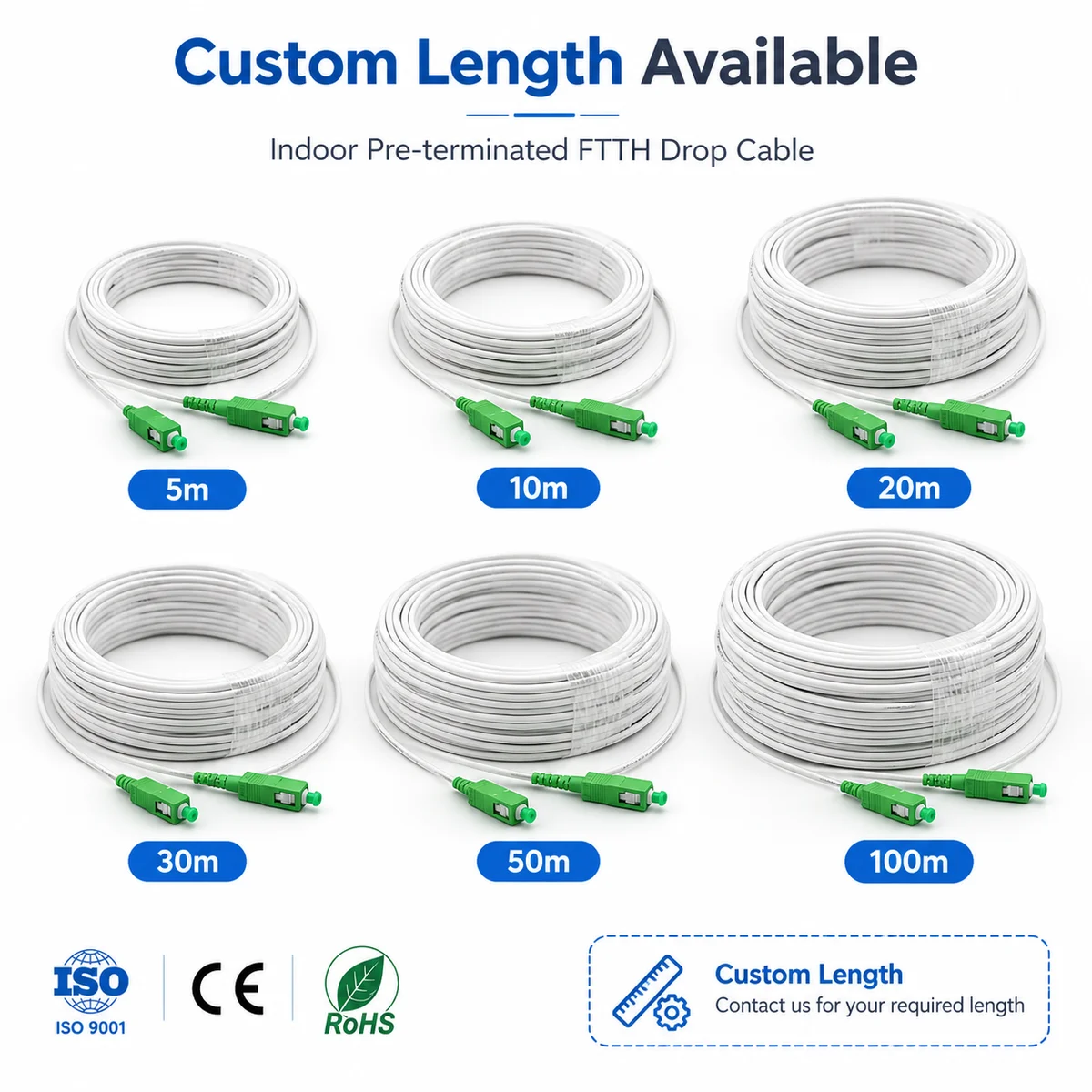 Pre Connectorized Indoor FTTH Drop Cable
